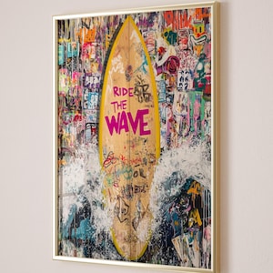 Surfen Sie die Welle Urban Surfing Poster, digitaler Download druckbare Wandkunst, Graffiti Street Art Stil Wand-Dekor, moderne abstrakte Pop-Art-Druck