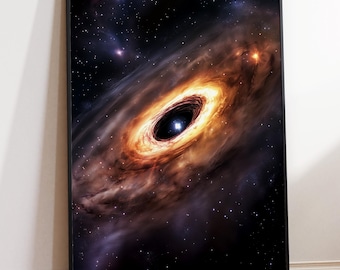 Cosmic Space Galaxy Print, Digital Download, Printable Wall Art, Celestial Astronomy Poster, Gift for Space Lovers, Disc Galaxy Illustration