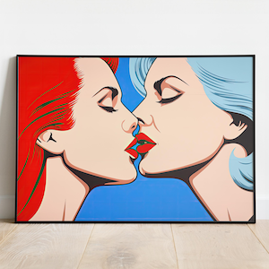 Queer Love: Pop Art Print, Instant Download, Mid Century Modern Pop Art Poster, Printable Wall Art, LGBTQ Themed Gift, Pop Culture Wall Art