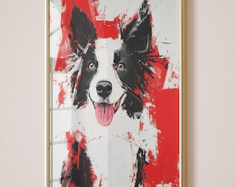 Abstract Border Collie Painting, Digital Download, Printable Wall Art, Expressive Pet Portrait Print, Joyful Dog Poster, Vibrant Home Decor
