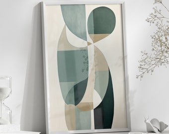 Beige & Sage Green Boho Wall Art, Digital Download, Minimalist Shapes, Printable Wall Art, Downloadable House Warming Gift, New Home Decor