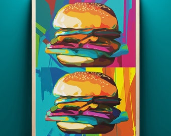 Impressão de fast food retrô, download instantâneo, arte de parede para impressão, arte de parede de bistrô de fast food, arte de parede de restaurante de hambúrguer, arte de parede de cultura pop