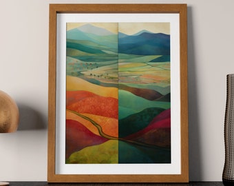 Surreal Landscape Collage, Printable Wall Art, Digital Download, Moody Wall Art, Pastell Wall Art, Maximalist Wall Decor, Neutral Home Decor