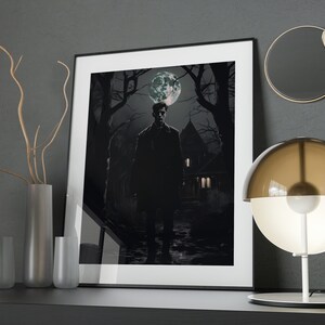 Moody Vampire Poster, Printable Wall Art, Digital Download, Dark Aesthetic Wall Decor, Etching Style Dark Academia Painting, Fantasy Horror