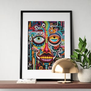 Trippy Pop Art Print, Instant Download, Surreal Art Print, Printable Wall Art, Psychedelic Room Decor, Maximalist Wall Decor, Stoner Gift