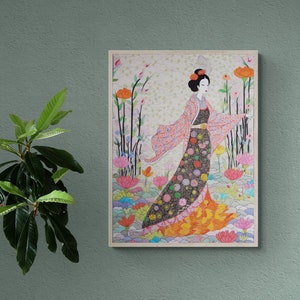 Colorful Geisha Wall Art Printable Art Geisha Instant Download Geisha Gift for Women Decor Ukiyo-E Geisha Print Japanese Geisha Painting