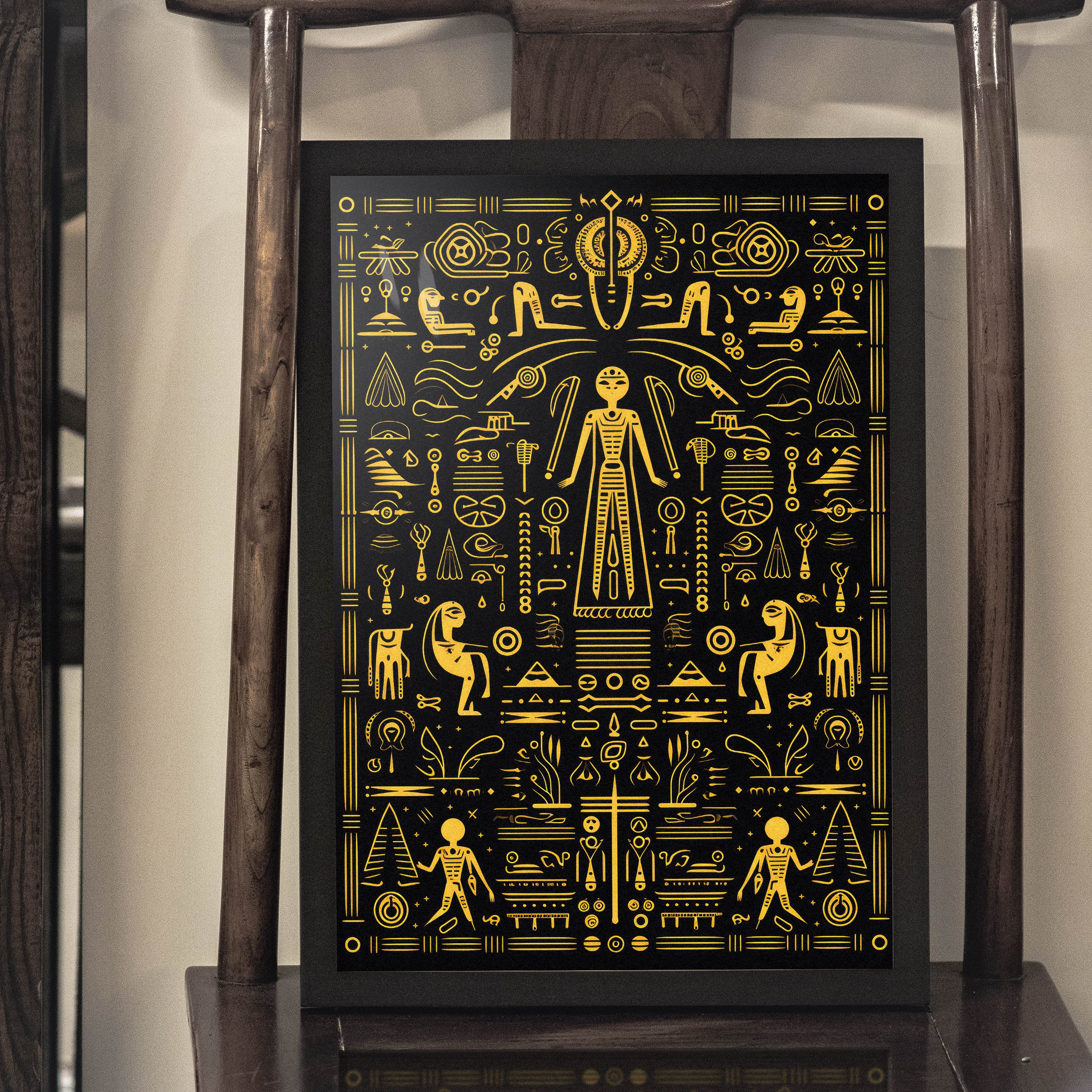 Enigmatic Hieroglyphs Print, Instant Download, Printable Wall Art