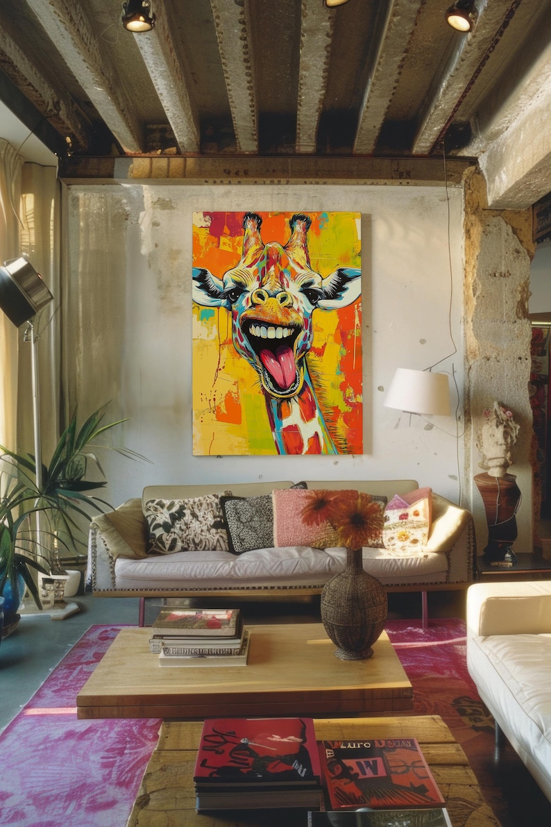 Funky Giraffe Pop Art Poster, Printable Wall Art, Digital Download ...