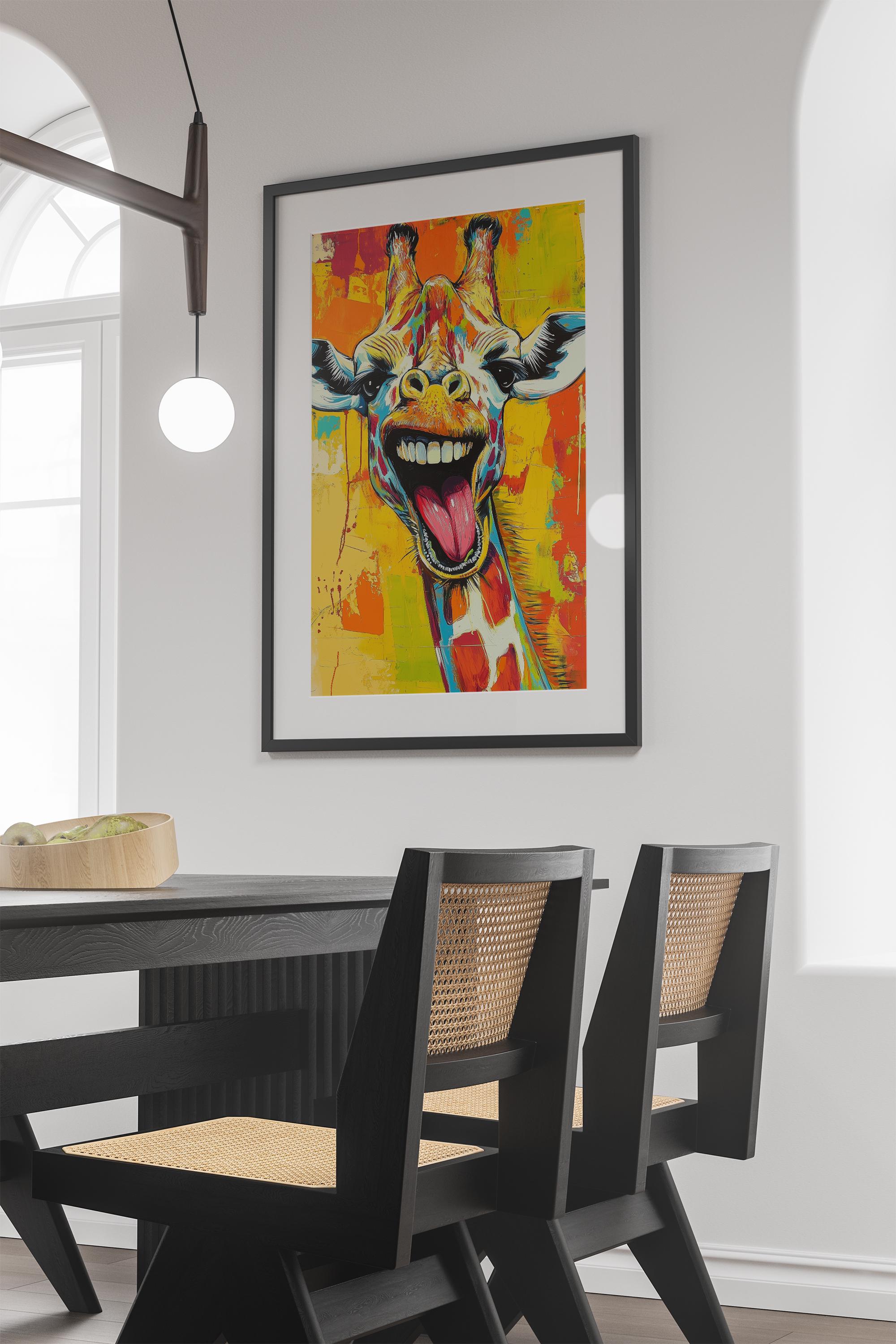 Funky Giraffe Pop Art Poster, Printable Wall Art, Digital Download ...