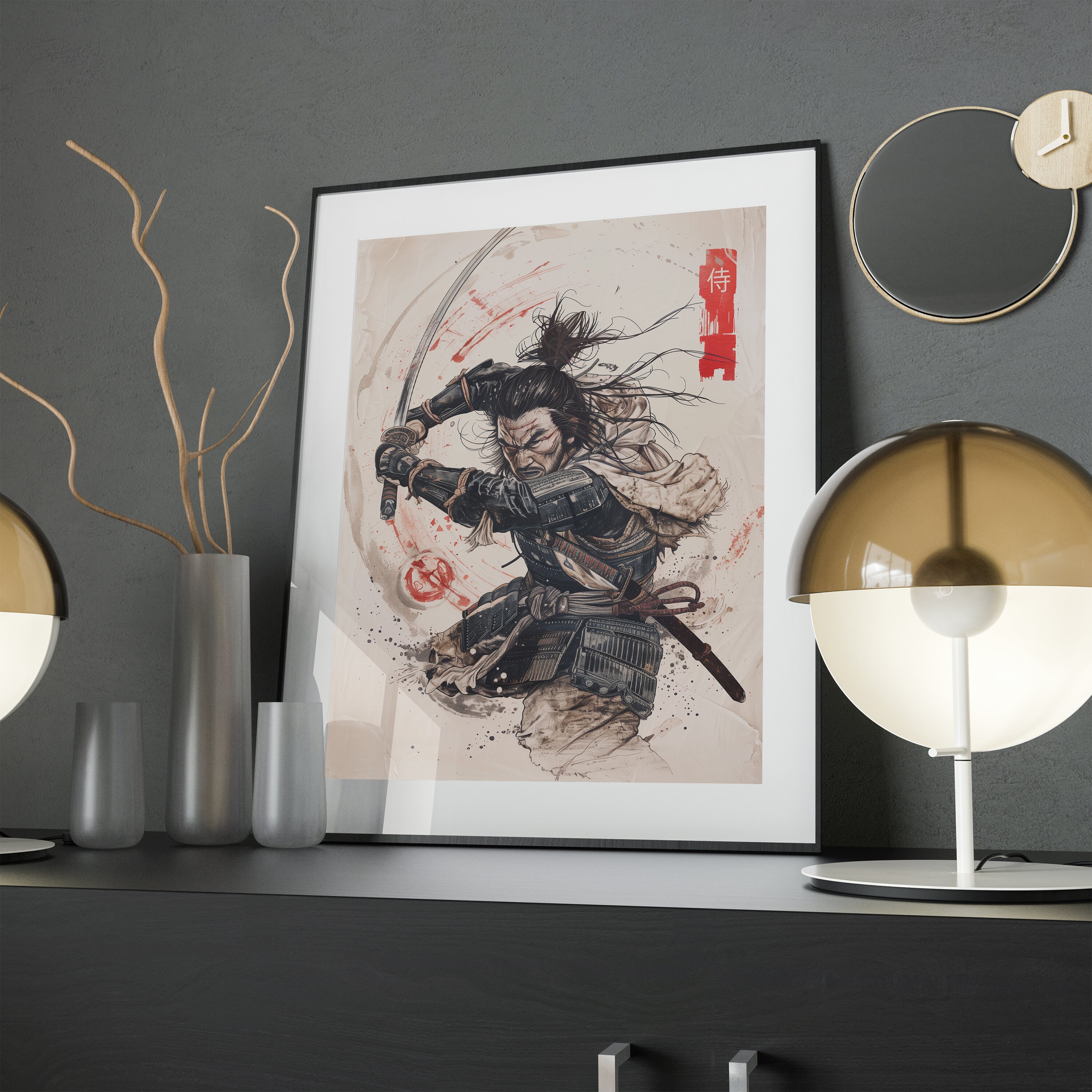 Moody Samurai Warrior Print, Digital Download, Printable Wall Art ...