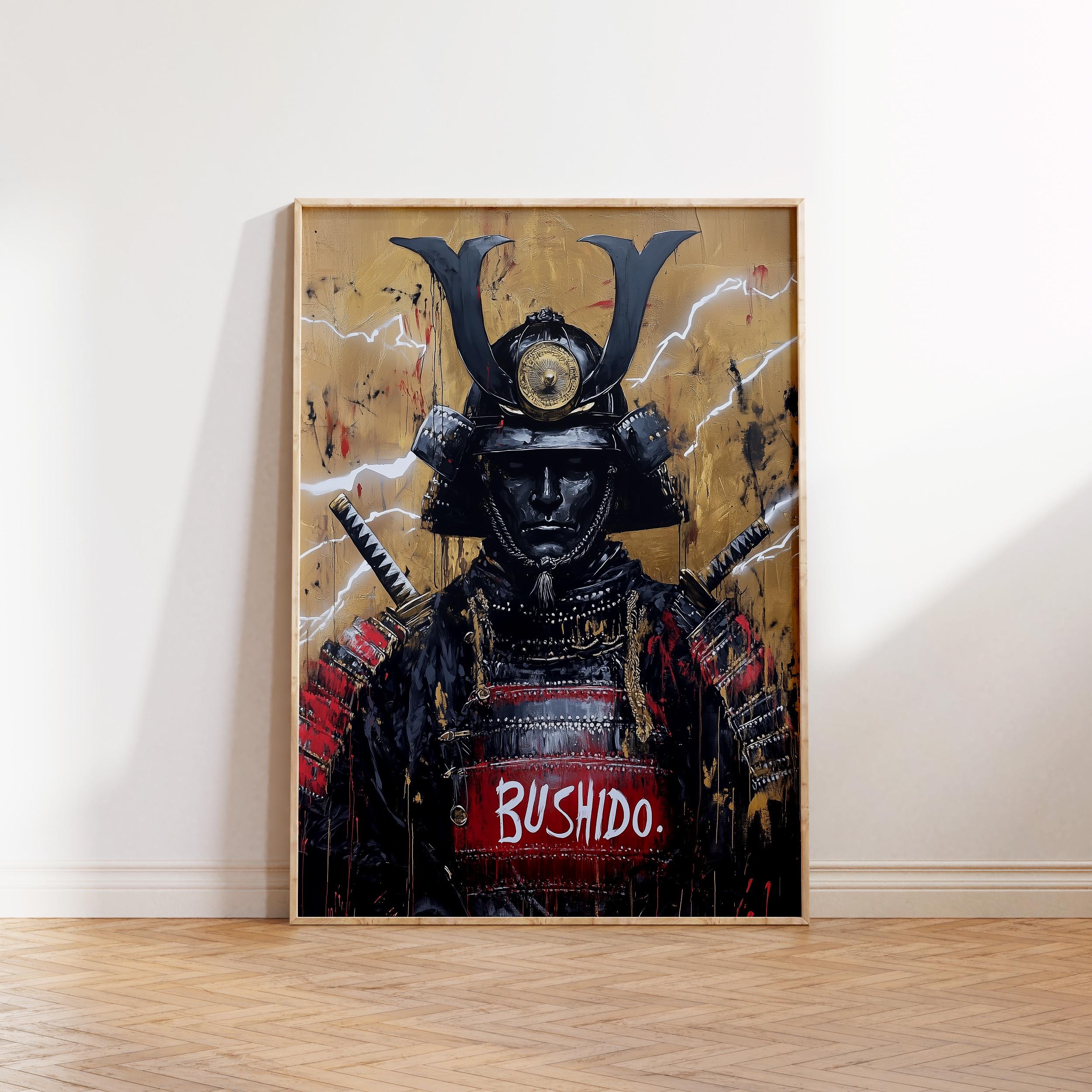 日本の武士の絵画、印刷可能な壁アート、デジタルダウンロード、現代の
