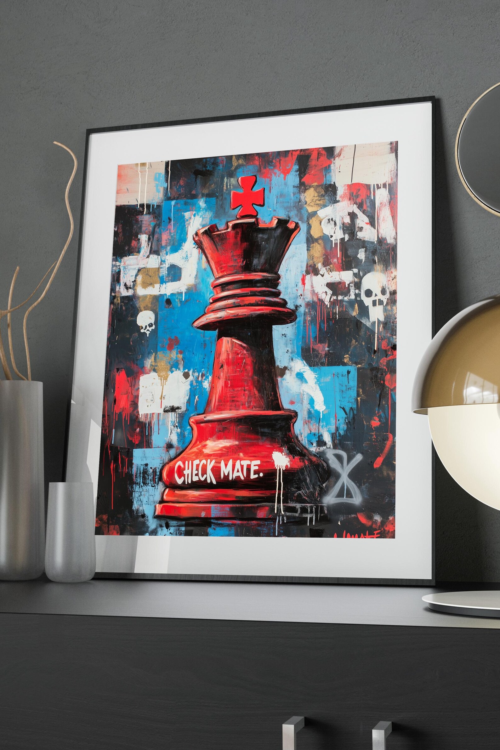 Checkmate: Colorful Chess King Poster, Printable Wall Art, Digital ...