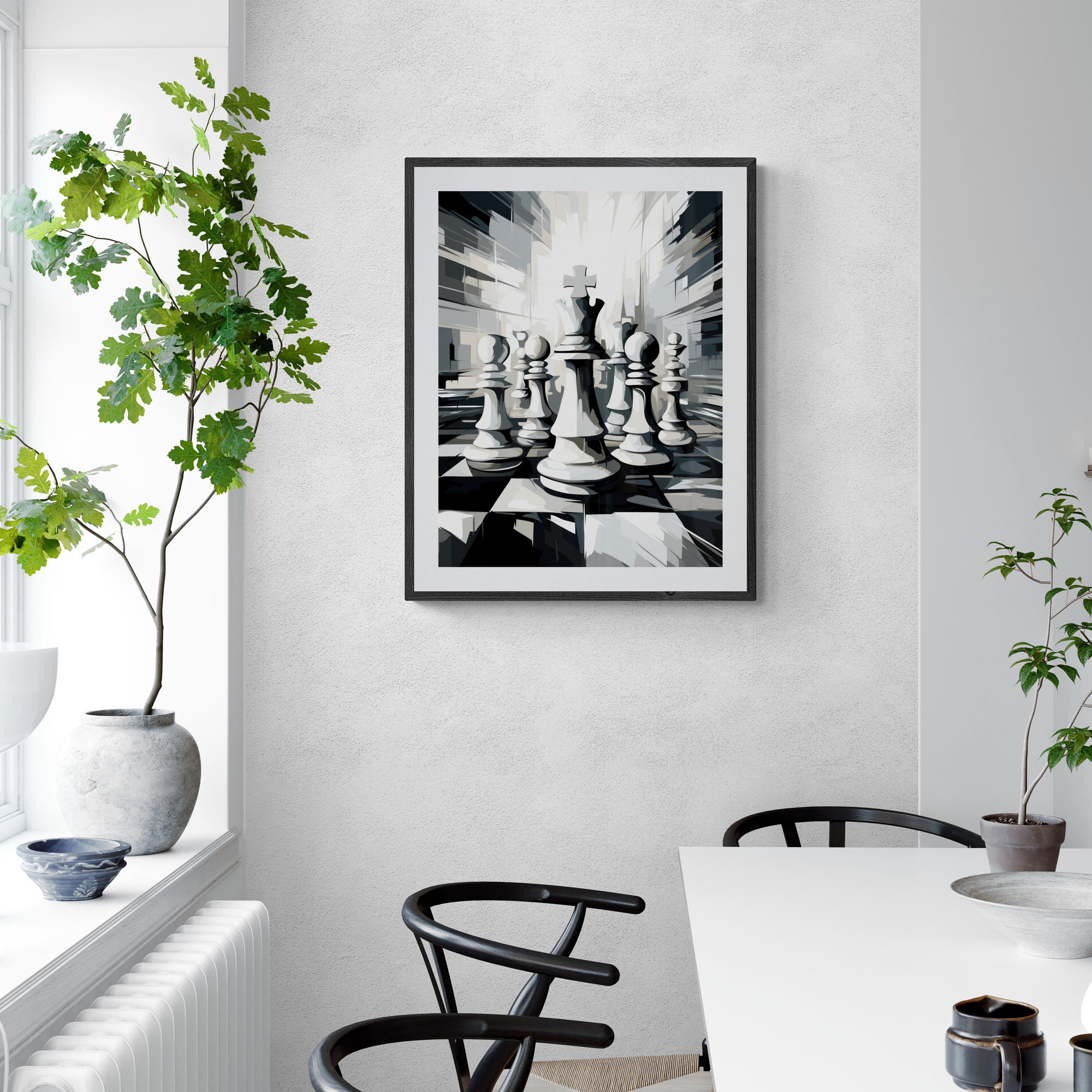 Black & White Chess Print, Digital Art Download, Printable Wall Art ...