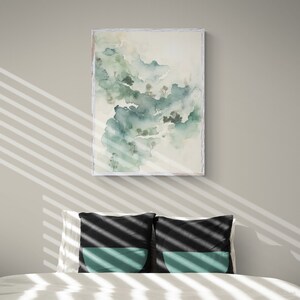 Abstract Minimalist Landscape Aquarell Painting, Printable Wall Art, Digital Download, Modern Teal Wall Decor, Trendy House Warming Gift image 5