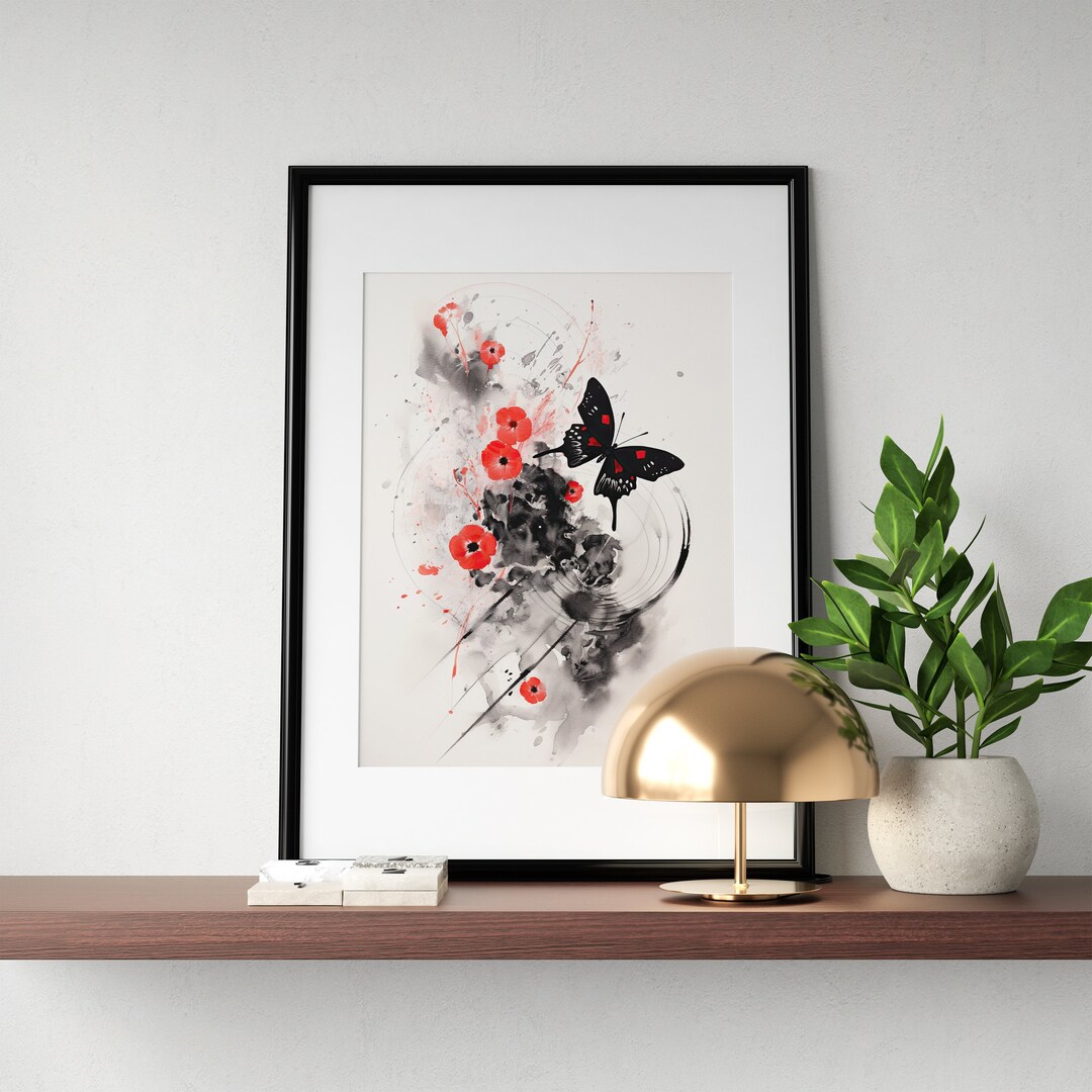Sumi e Butterfly Painting Digital Download Printable Wall Art sumi-e-butterfly-painting-digital-download-printable-wall-art