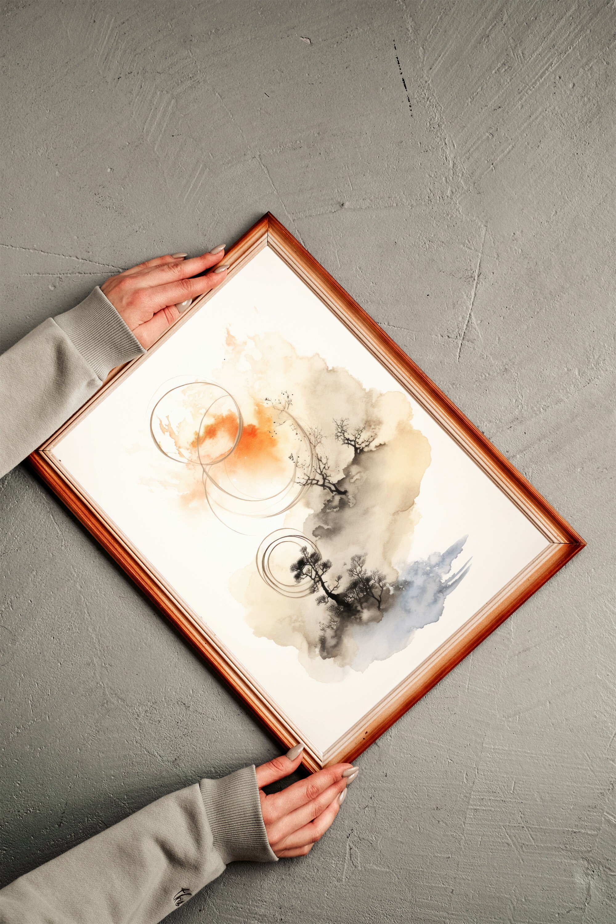 Abstract Japanese Landscape Print, Digital Download Printable Wall Art ...