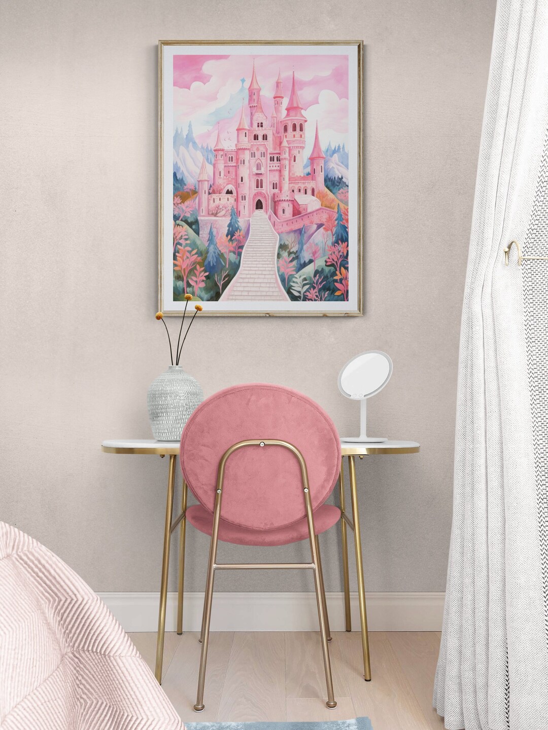 Pink Preppy Wall Art, Printable Wall Art, Instant Download, Fantasy ...
