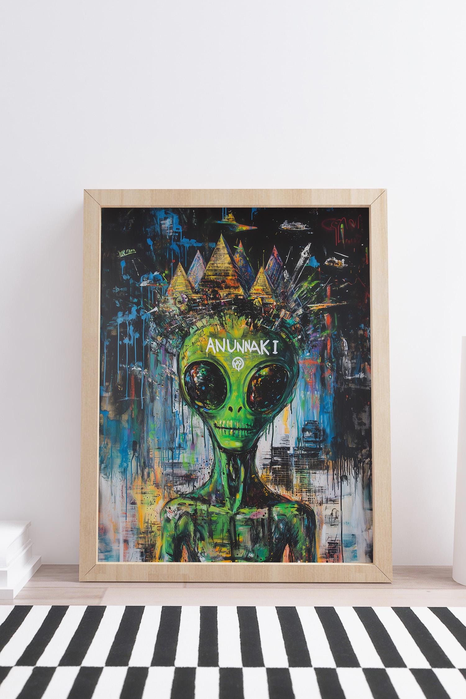 Green Alien Anunnaki Painting, Digital Download, Printable Wall Art ...