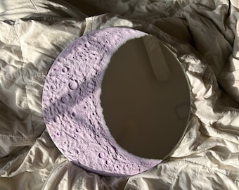 Handmade Moon Mirror Lilac, Crescent Moon Mirror, Wall Mirror