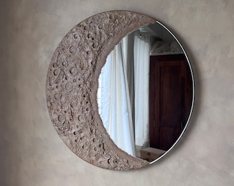 Handmade Moon Mirror ( Resin Art), Crescent Moon Mirror, Wall Mirror