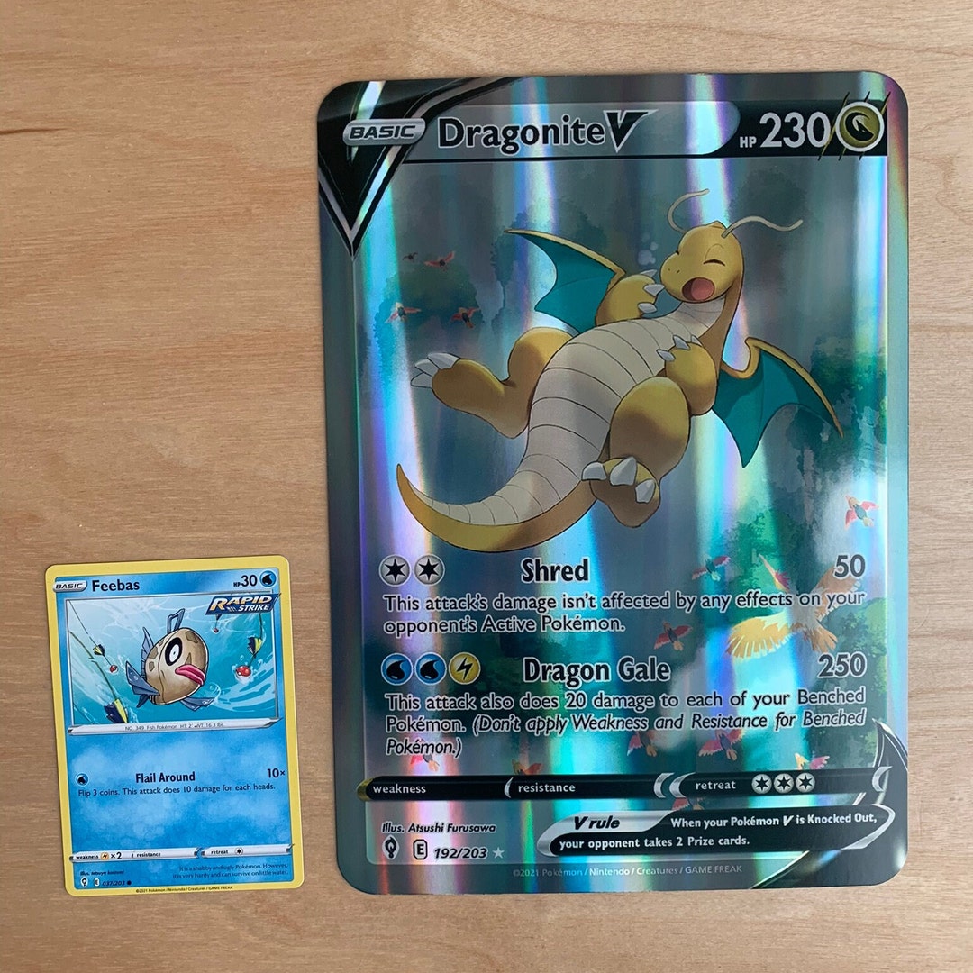 GIANT Pokemon Card Dragonite V Etsy UK