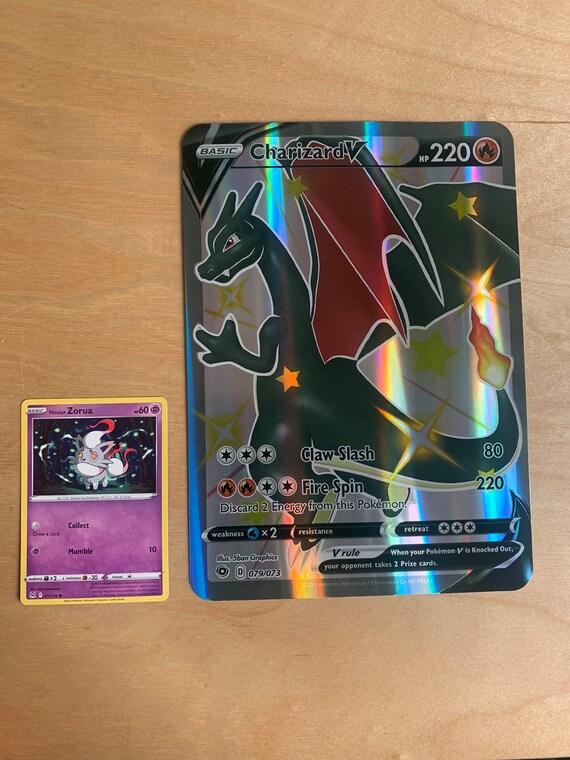 charizard 220 pokemon card Charizard V HP 220 Gold Foil Pokemon Card 079/073 Fan Art Mint