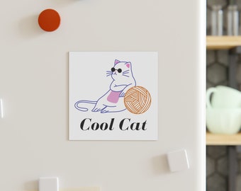 Cool Cat 02 Square Magnet