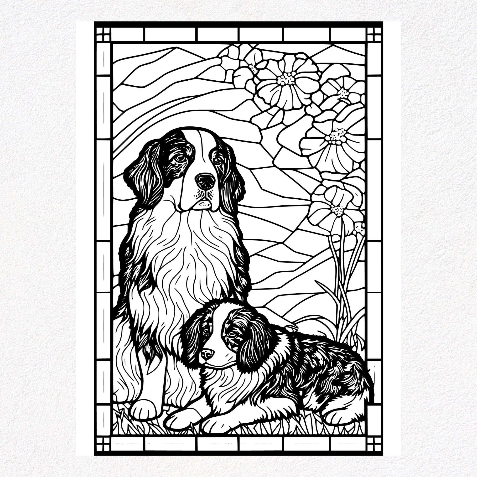 Bernese Mountain Dog Coloring Pages Set of 24 Instant Download