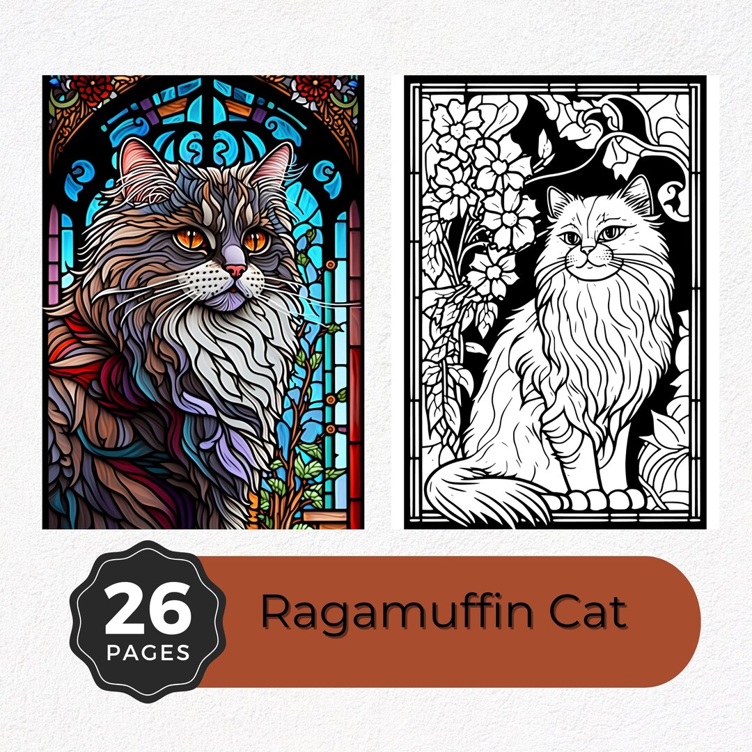 26 Ragamuffin Cat Coloring Pages in a Stained Glass Style - Artistic ...