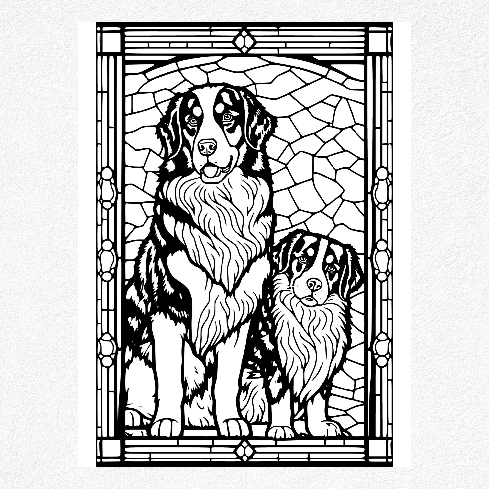 Bernese Mountain Dog Coloring Pages Set of 24 Instant Download
