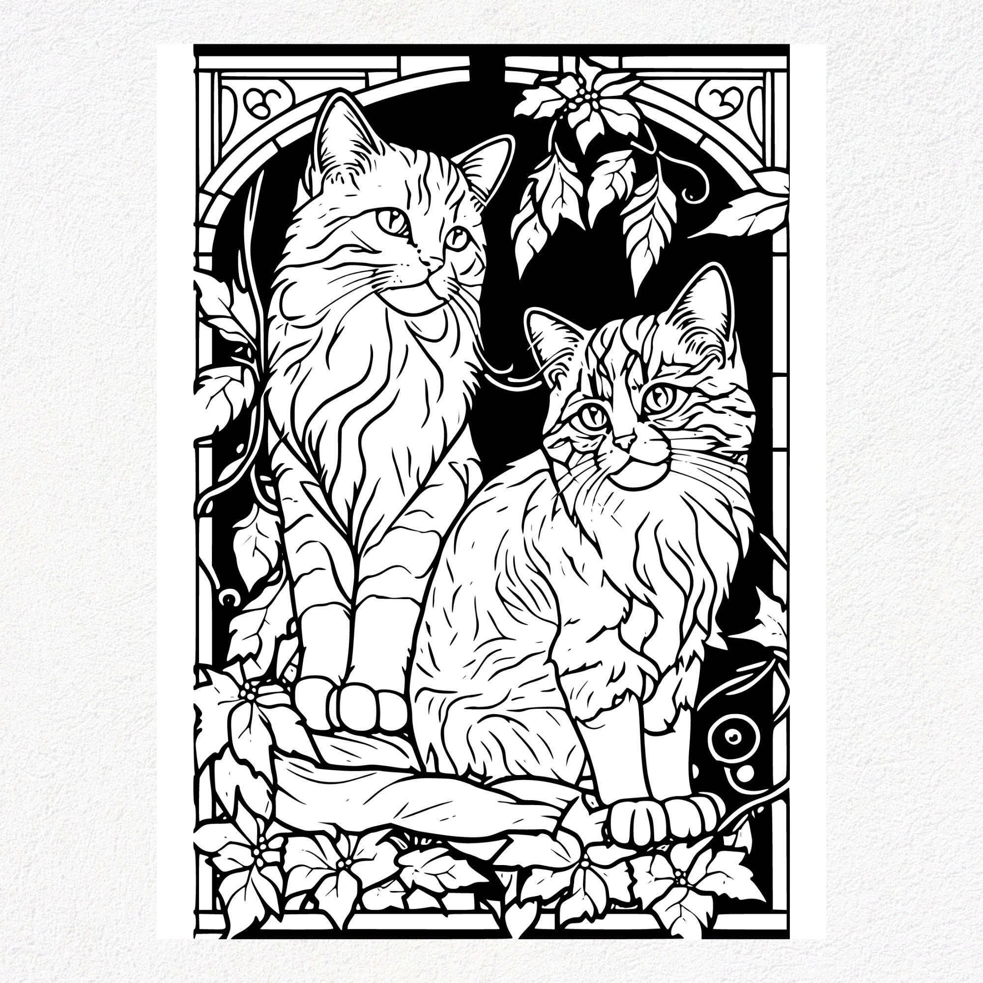 26 Ragamuffin Cat Coloring Pages in a Stained Glass Style - Etsy