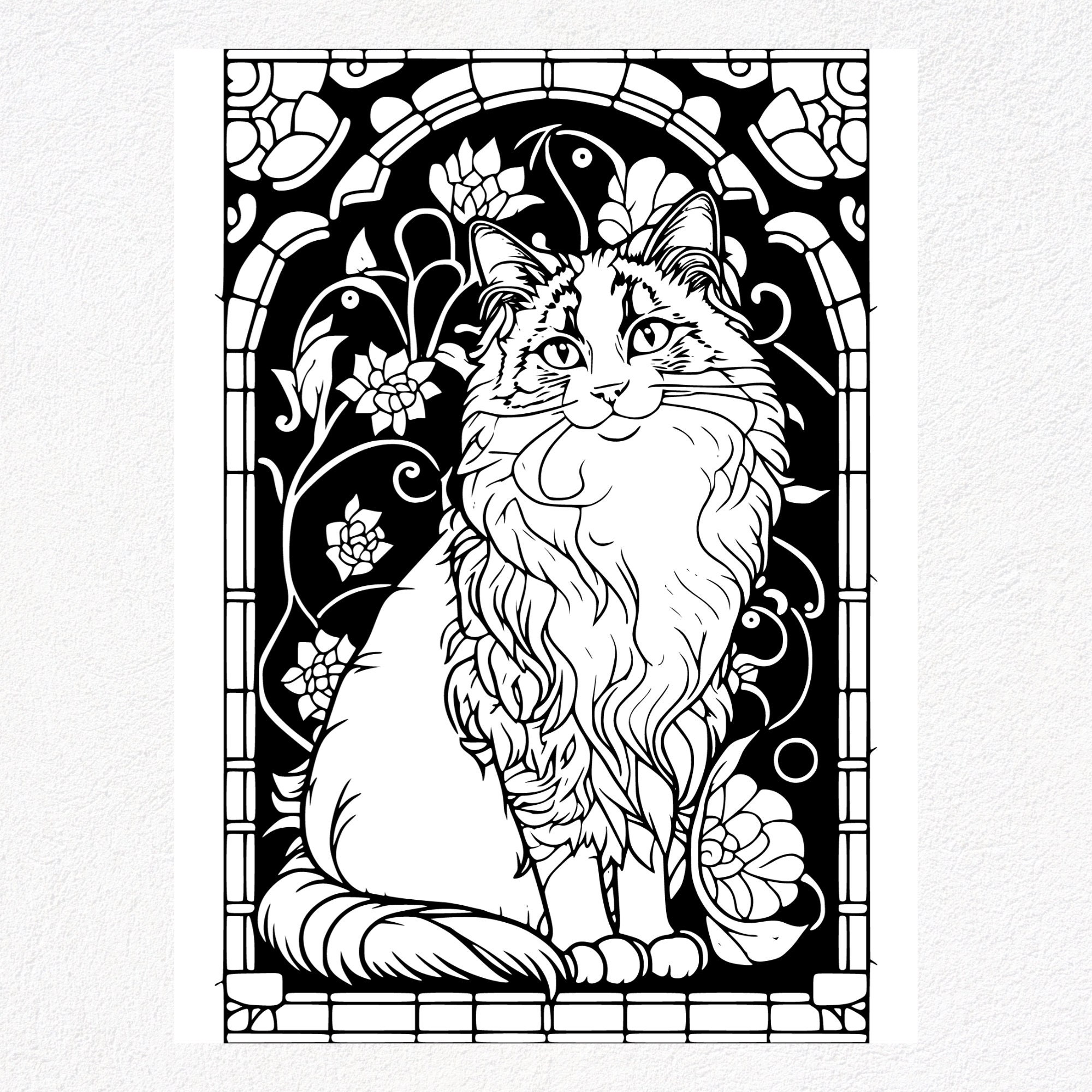 Turkish Van Cat Coloring Pages - 23 Stained Glass Style Designs for ...