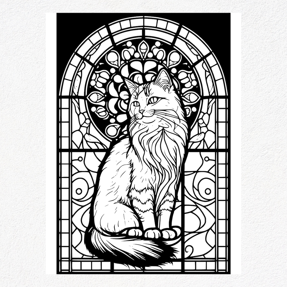 Turkish Van Cat Coloring Pages 23 Stained Glass Style Designs for ...