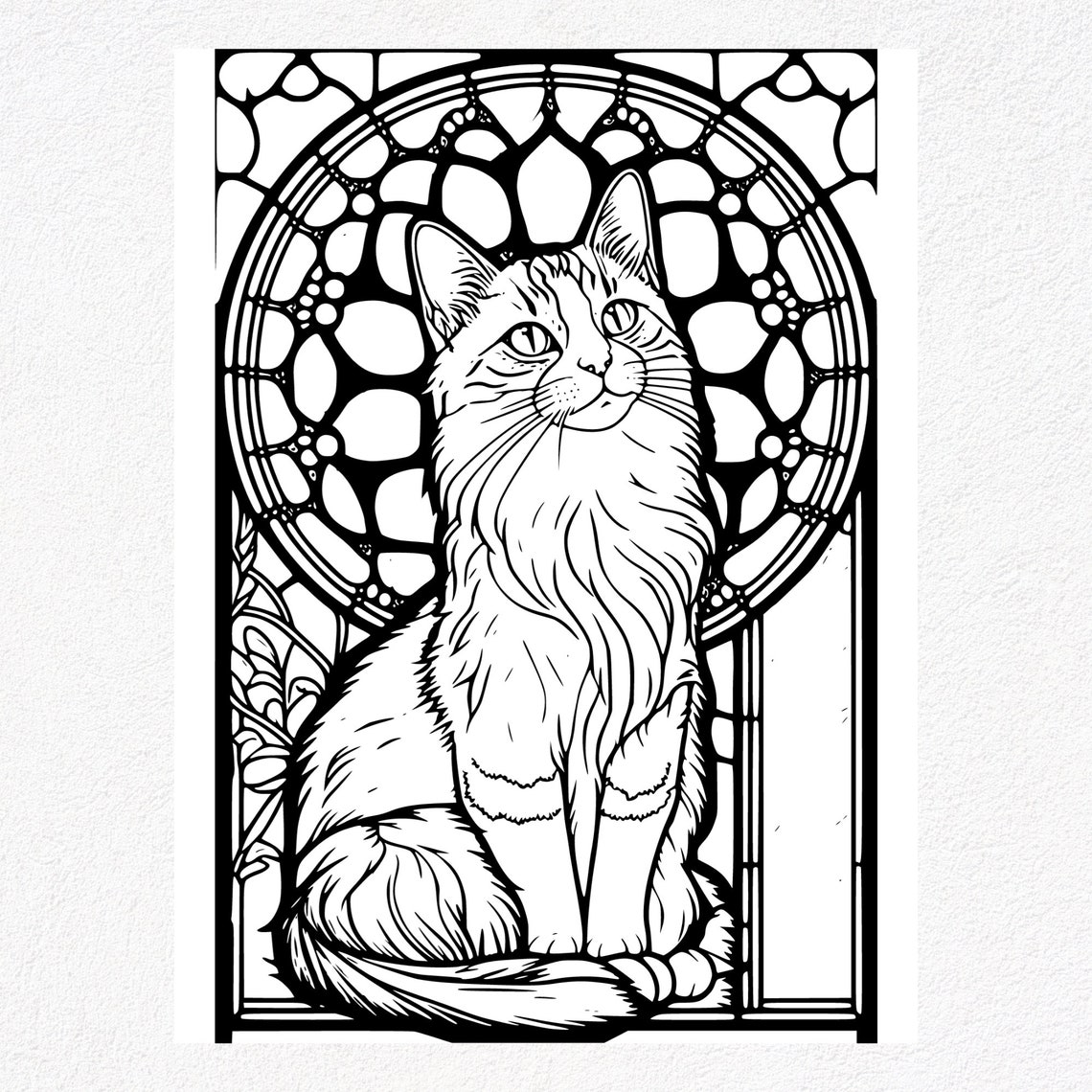 Turkish Van Cat Coloring Pages 23 Stained Glass Style Designs for ...