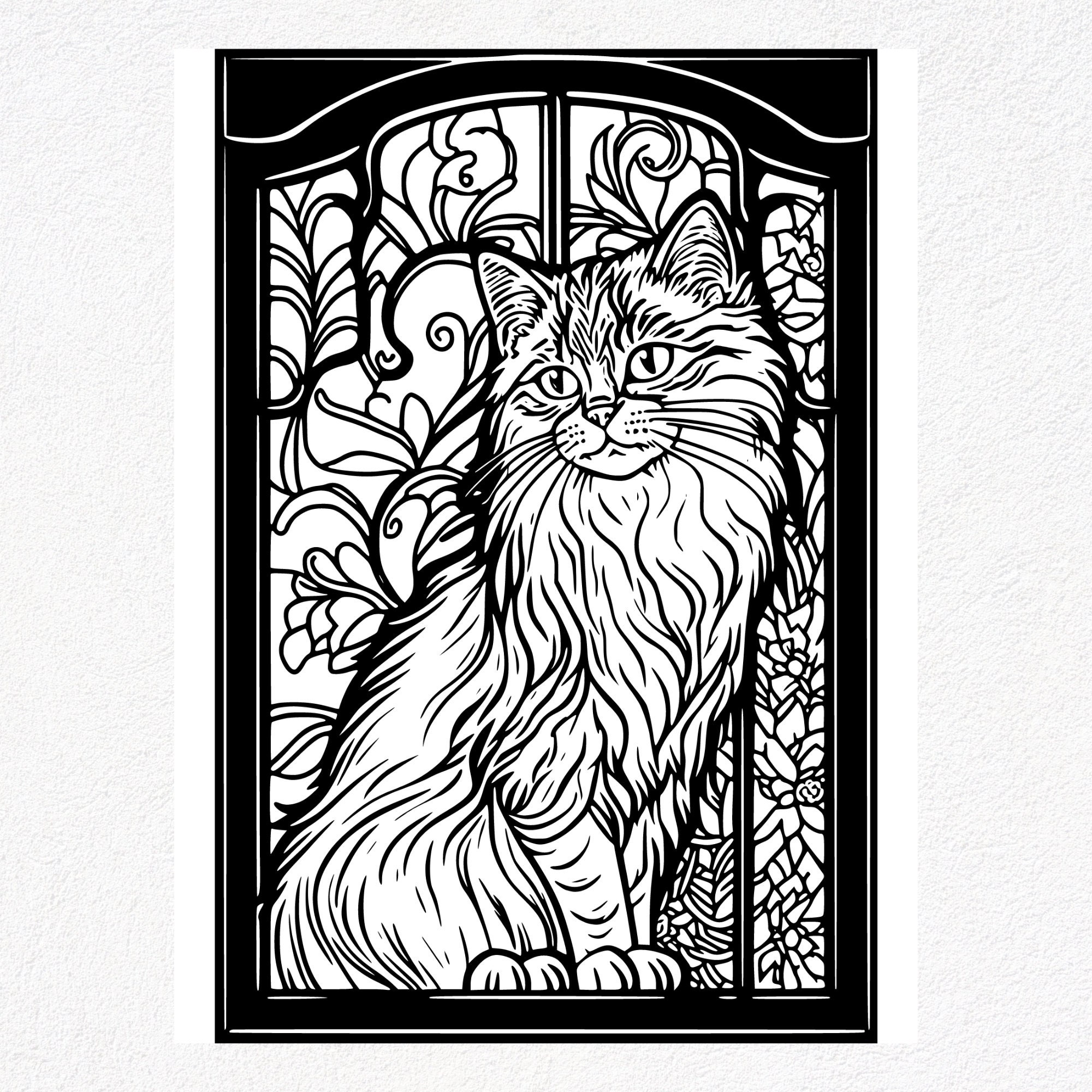 26 Ragamuffin Cat Coloring Pages in a Stained Glass Style - Etsy