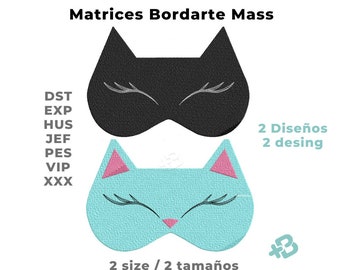 Cute kitty sleeping mask Embroidery design, machine embroidery, ITH mask, embroidered sleep, embroidered kitty, *Not a physical item*.
