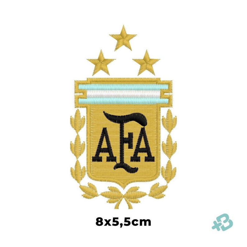 Logo AFA team Argentina 3 STARS World Champion, soccer Sports Digital Machine Embroidery Design Pattern Instant Download 6 formats. image 1