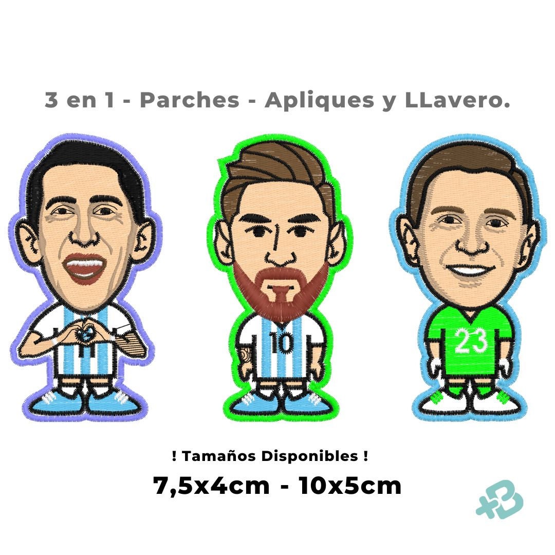 Argentina Pack Matrix Lionel Messi, Angel Di Maria, Dibu Martinez,  Caricature, Embroidered Matrix, Embroidery Machine Keychain Patch. - Etsy