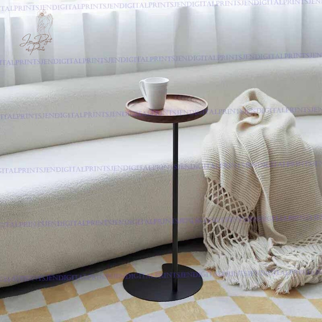 Black Metal Leg Side Table Round Coffee Table Circular Etsy