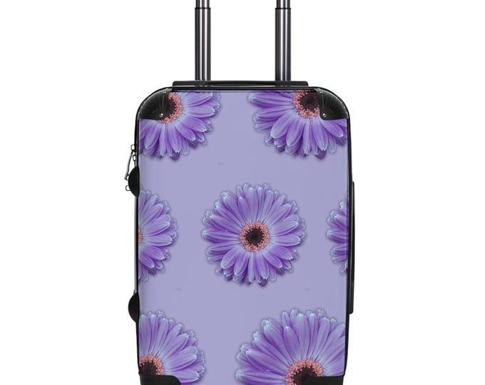 Lilac Gerber Daisy Luggage, Stylish Travel Suitcase, Gift for Travelers, Summer Vacation Suitcase, Gift for her, 360-Degree Swivel Wheels