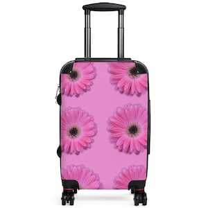 Floral Suitcase, Stylish Luggage for Travel, Durable Carry-On with Pink Gerbera Daisies Design, Gift for Travelers, Vacation Essentials
