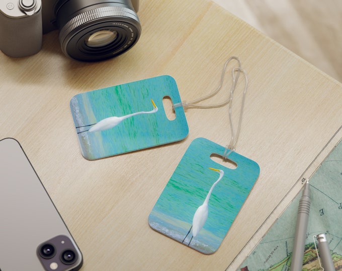 Custom Personalized Luggage Tags, Snow Bird Crane Luggage Tags, Acrylic Luggage Tags, Acrylic Luggage Label for Easy Identification