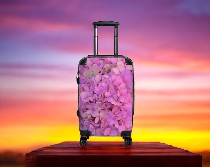 Stylish Floral Travel Suitcase, Pink Hydrangea Suitcase, Weekender Travel Bag, Perfect Gift for Vacations & Travel Lovers