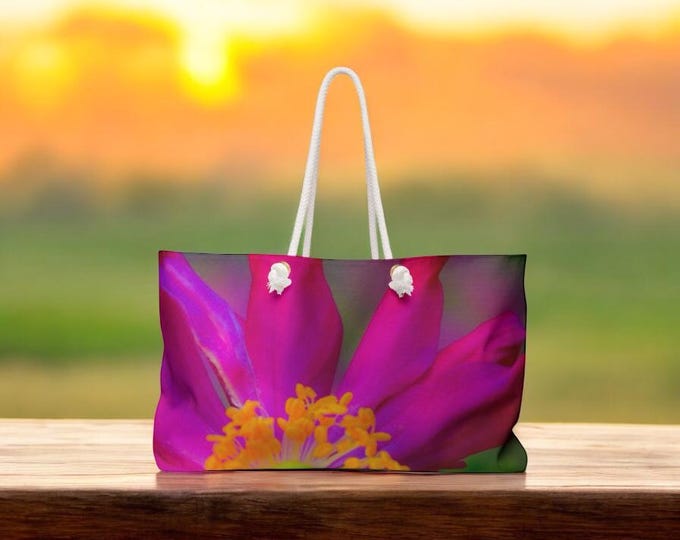 Pink Floral Weekender Bag, Floral Inspired Tote, Pink Floral Travel Accessory, Travel Bag, Overnight Bag, Floral Tote, Women's Bag