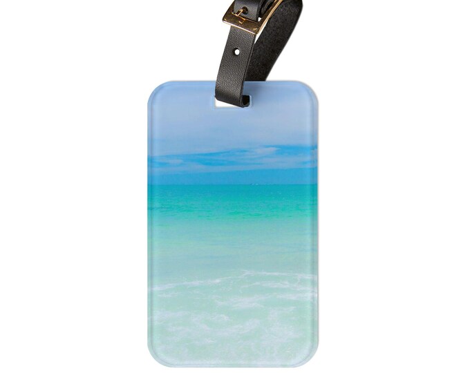 Personalized Ocean View Acrylic Luggage Tag: Beach Travel Accessory