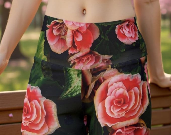 Red Floral Yoga Shorts Pants, High Waisted Women's Exercise Shorts for Fitness, Workout Shorts, Athletic Shorts, Gym Shorts, Yoga Wear