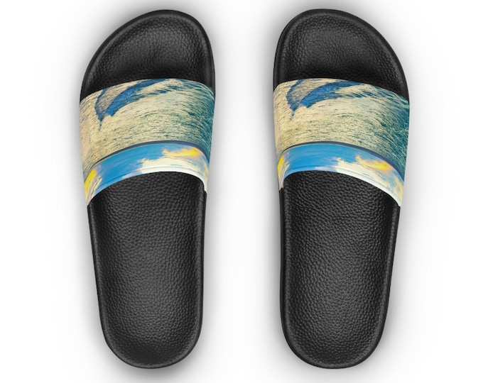 Blue Ocean Slide Sandals: Women's Beach Vacation Footwear