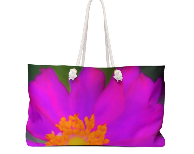 Floral Pink Weekender Bag, Flowerpower Travel Tote, Martha's Vineyard Design