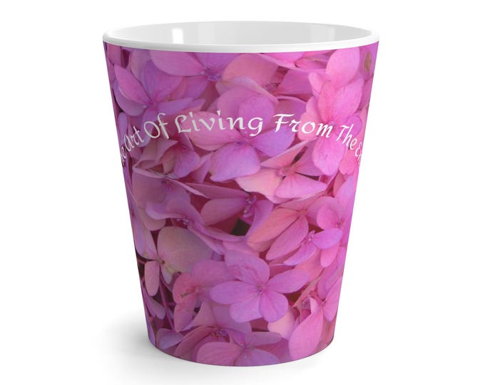 Pink Hydrangea Latte Mug: Inspirational Floral Coffee Cup