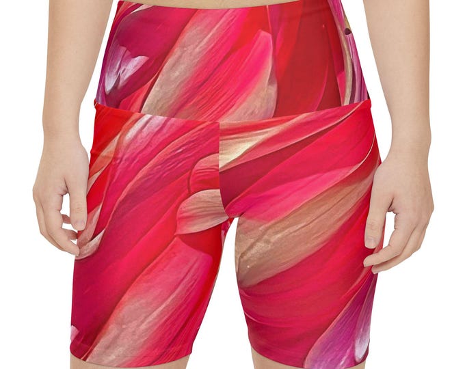 Floral Yoga Shorts, High Waisted Yoga Pants, Women's Gym Wear, Workout Apparel, Pilates Clothing, Gift for Her